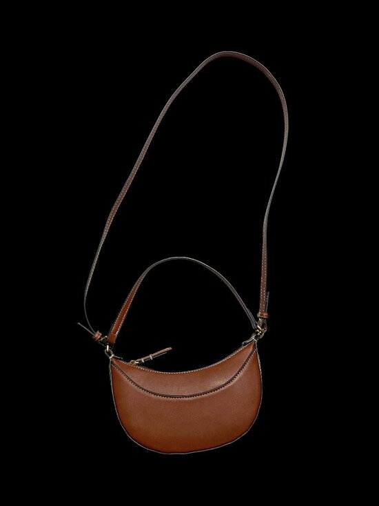Mango Handbags - Mango MNG Crescent Crossbody / Shoulder Bag with Zip Closure and Gold Hardware